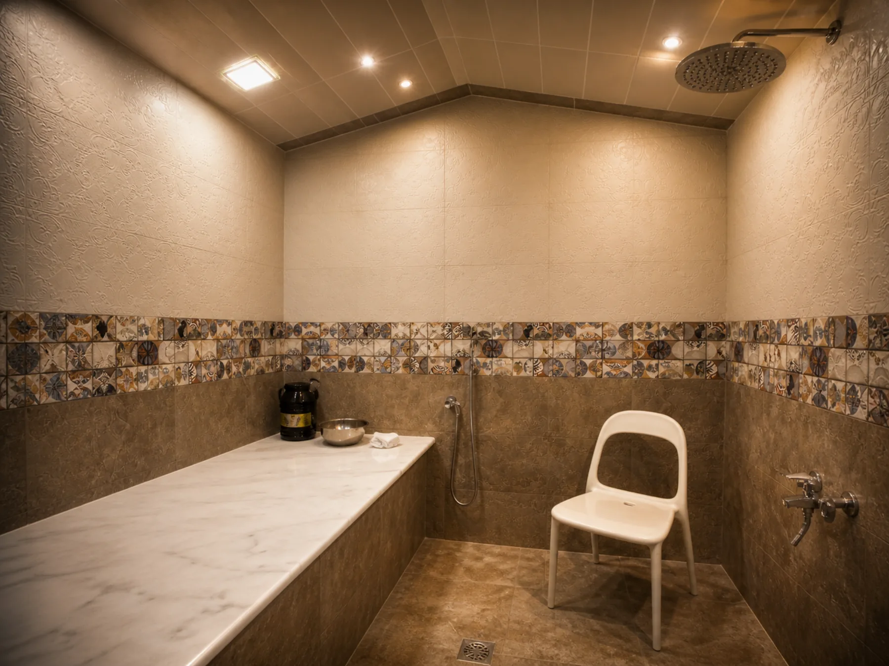 Private Moroccan bath room with marble treatment table at Hide Park Spa Abu Dhabi